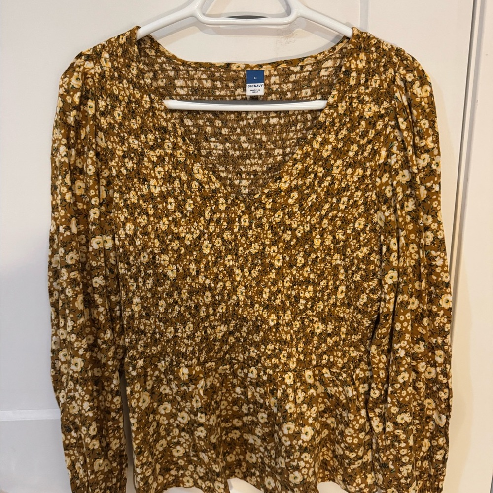 Old Navy Mustard Floral Blouse